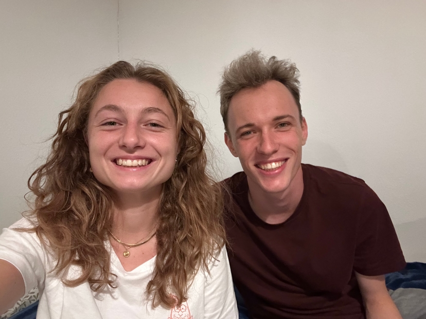 A rocketship in space.